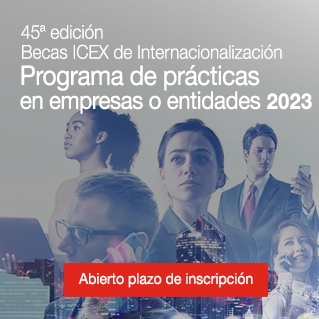 Banner que anuncia que está abierto el plazo de inscripción del programa de prácticas en empresas o entidades 2023. Imagen en la que aparecen jóvenes becarios